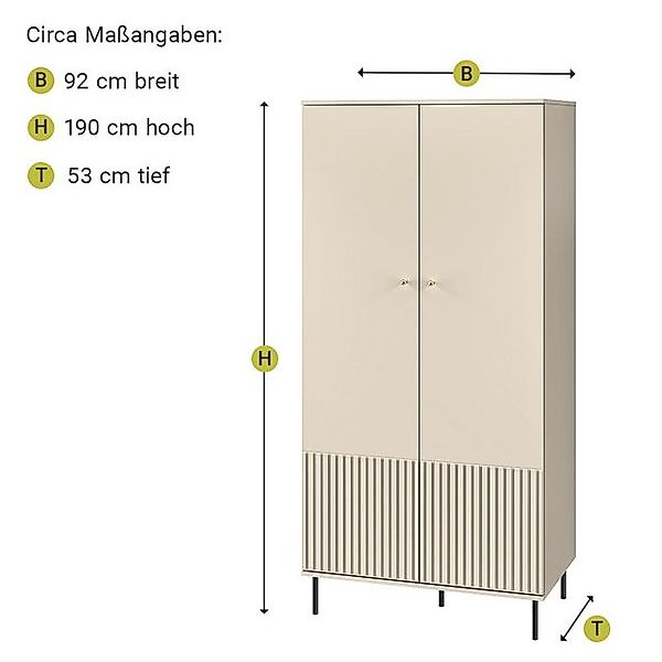 Lomadox Kleiderschrank SALOU-131 in kaschmir matt mit Riffelfront, B/H/T ca günstig online kaufen