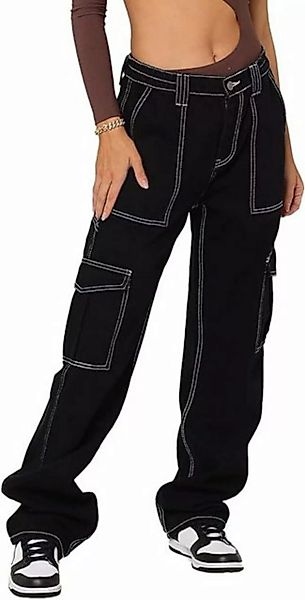 FIDDY Relaxhose Damen Cargo Hose Jeans mit Taschen High Waist Workwear Outd günstig online kaufen