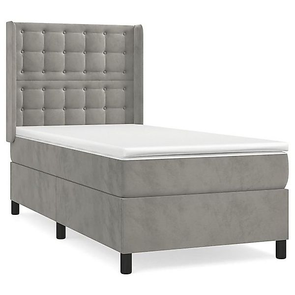 furnicato Bett Boxspringbett mit Matratze Hellgrau 80x200 cm Samt (1-tlg) günstig online kaufen