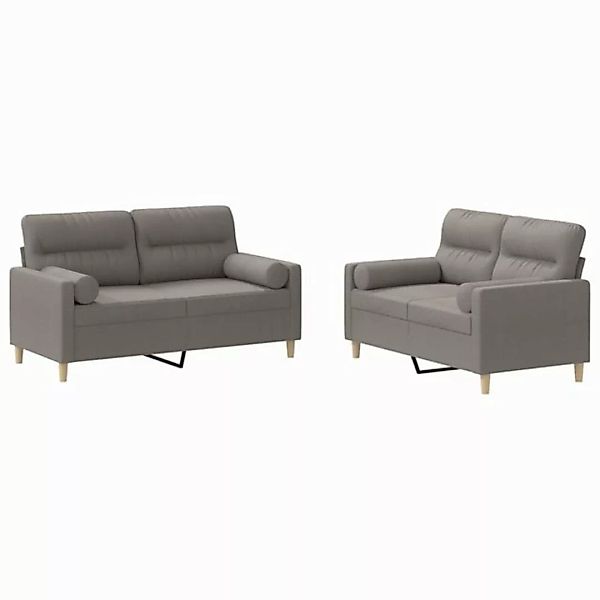 vidaXL Sofa 2-tlg. Sofagarnitur mit Kissen Taupe Stoff günstig online kaufen