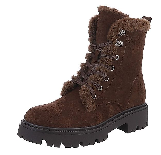 Ital-Design Bequeme Damen Stiefel mit Futter und robuster Sohle Schnürstief günstig online kaufen