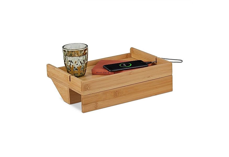 relaxdays Nachtkonsole Klemmbare Bettablage aus Bambus günstig online kaufen