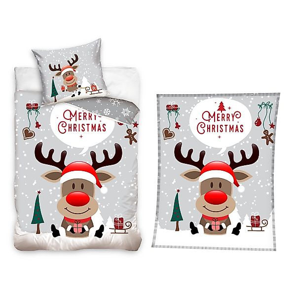 MTOnlinehandel Bettwäsche Weihnachten "Rentier mit roter günstig online kaufen