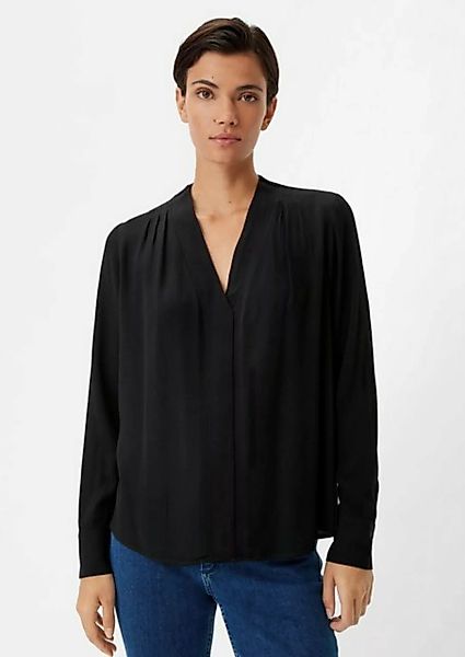 Comma Langarmbluse Crêpe-Bluse mit Plisseefalte günstig online kaufen