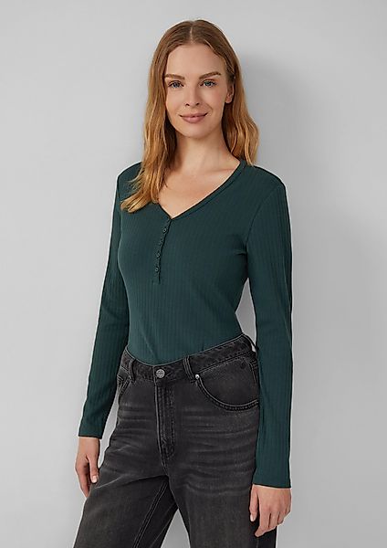 s.Oliver Langarmshirt T-Shirt Ripp-Langarmshirt mit Knopfleiste günstig online kaufen