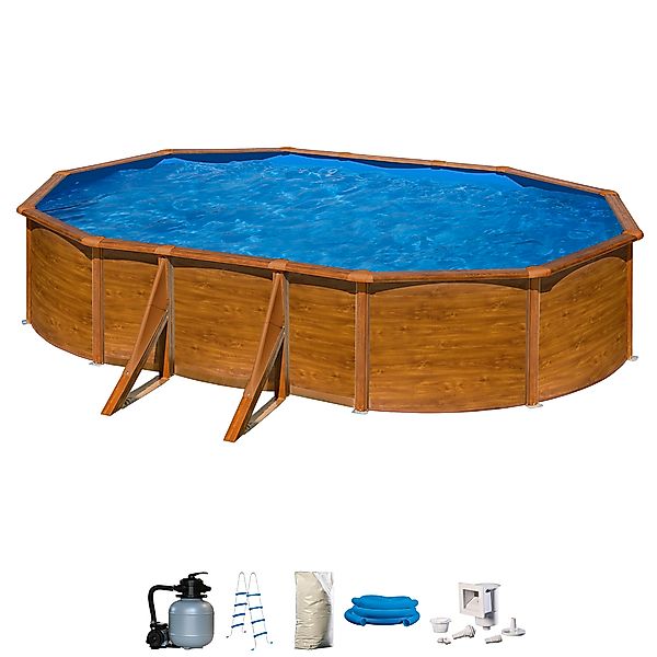 my POOL BWT Ovalpool, (Set, 5 tlg.), in moderner Holzoptik, Höhe 120 cm, ve günstig online kaufen