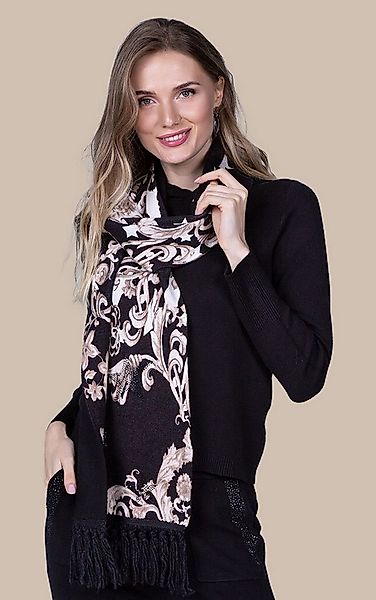 Passioni Strickschal Kuscheliger Schal mit floralen Ornamenten und Quasten günstig online kaufen