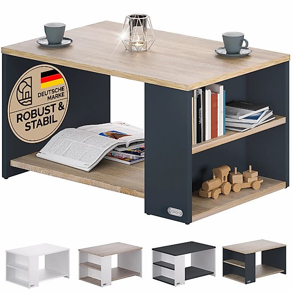 Couchtisch Santa Cruz Weiß/Eiche 90x60x50cm günstig online kaufen