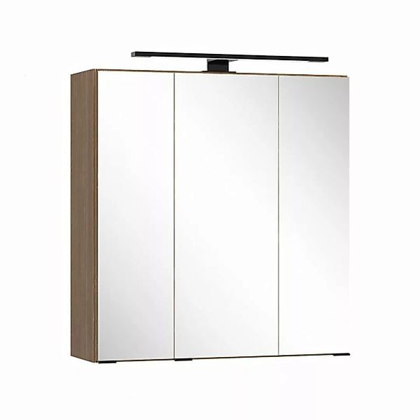 Lomadox Spiegelschrank SORRENT-03 60 cm breit in Eiche, 3 Türen, inkl. Aufb günstig online kaufen