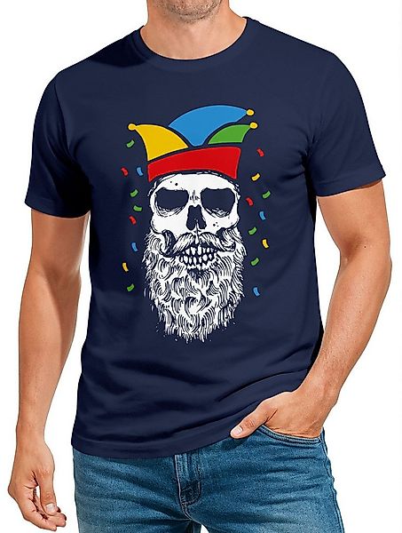 MoonWorks Print-Shirt Herren T-Shirt Fasching Karneval Totenkopf mit Narren günstig online kaufen