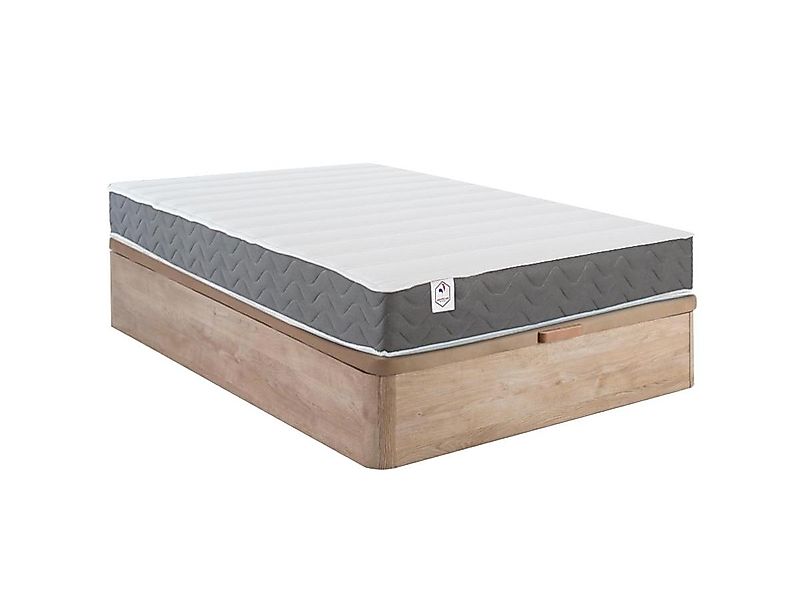 Set aus Bettgestell mit Bettkasten mit Schublade + Matratze - 140 x 200 cm günstig online kaufen