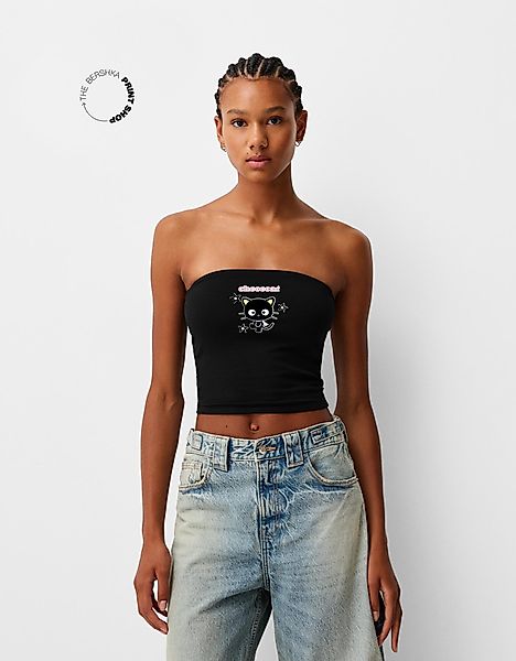 Bershka Bandeau-Top Hello Kitty And Friends Damen S Schwarz günstig online kaufen