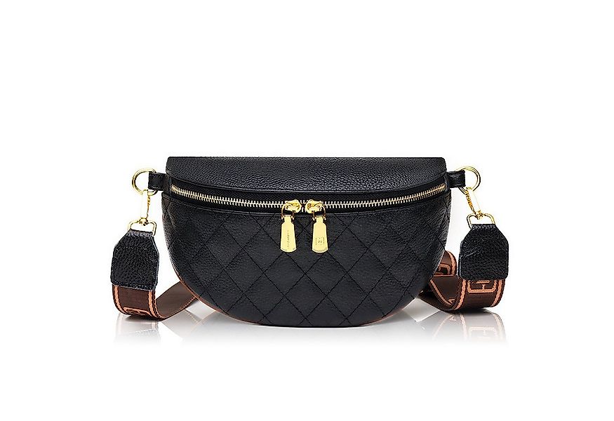 TAN.TOMI Bauchtasche Damen Umhängetasche mit breitem Gurt & goldenen Metall günstig online kaufen