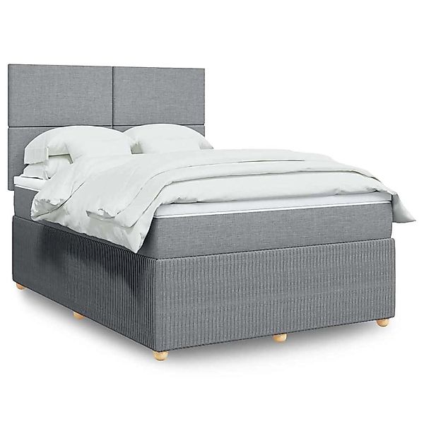 vidaXL Boxspringbett mit Matratze Hellgrau 140x190 cm Stoff 3294344 günstig online kaufen