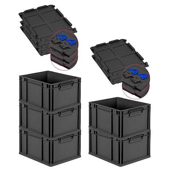 PROREGAL SuperSparSet 5x Eurobox Nextgen Grip Mit Scharnierdeckel Und Blaue günstig online kaufen