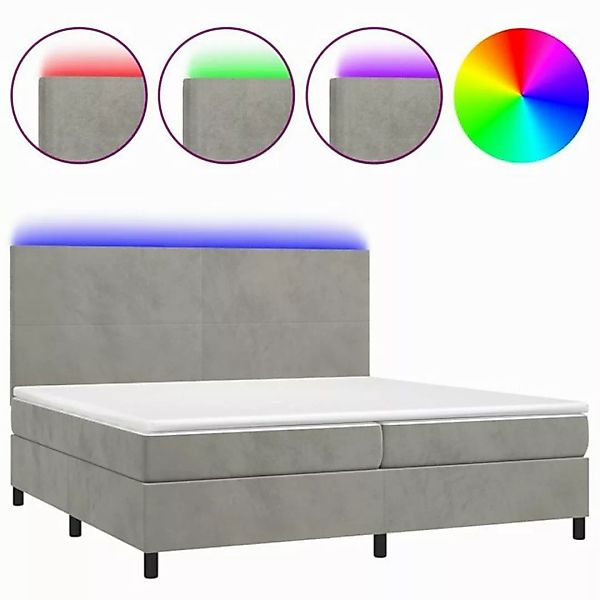 vidaXL Boxspringbett Boxspringbett mit Matratze LED Hellgrau 200x200 cm Sam günstig online kaufen