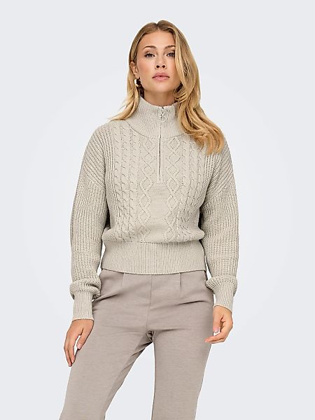 ONLY Stehkragenpullover "ONLDORITTA LS CABLE ZIP HIG NECK KNT" günstig online kaufen