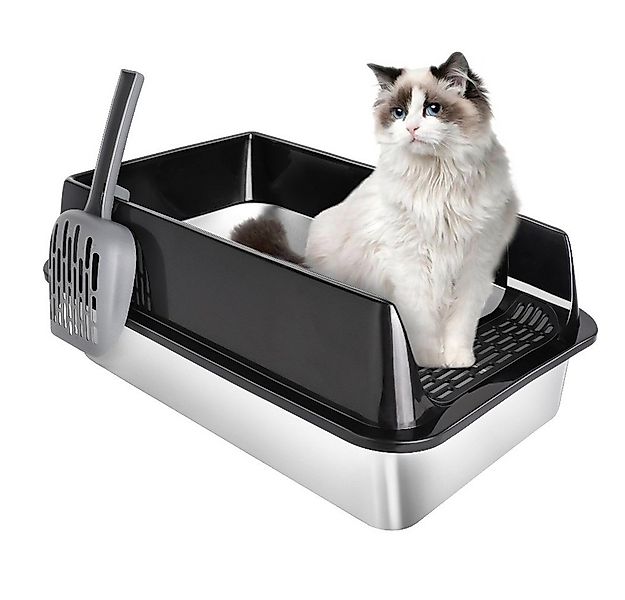 JEOBEST Katzentoilette Katzenklo Edelstahl XL, Offene Katzenklo, Nicht kleb günstig online kaufen