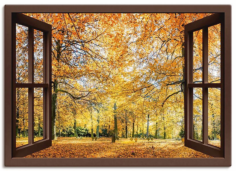 Artland Leinwandbild "Fensterblick - Herbstwald Panorama" Fensterblick 1 St günstig online kaufen
