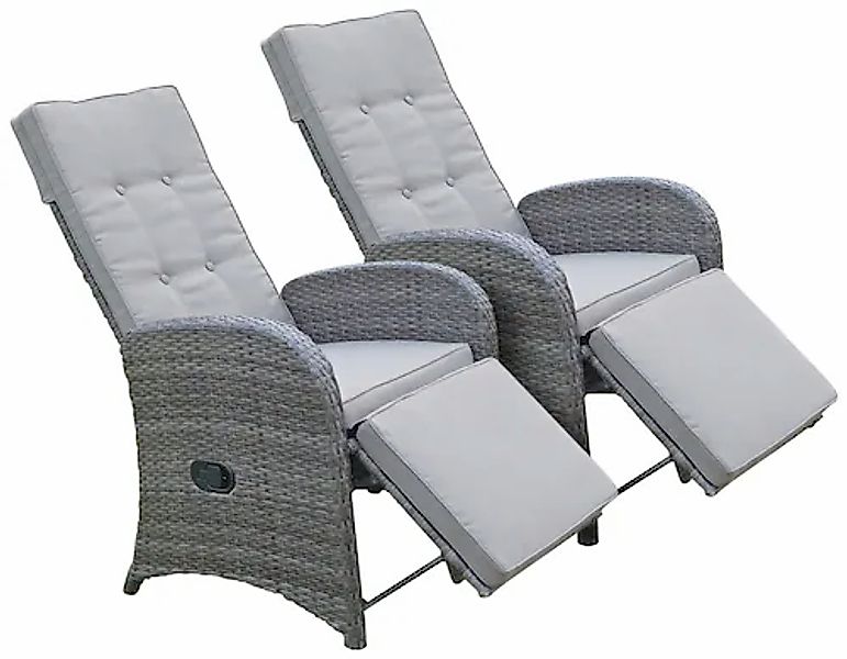 Garden Pleasure Loungesessel »SALERNO« Set, 2 Stk. tlg. Polyrattan, verstel günstig online kaufen