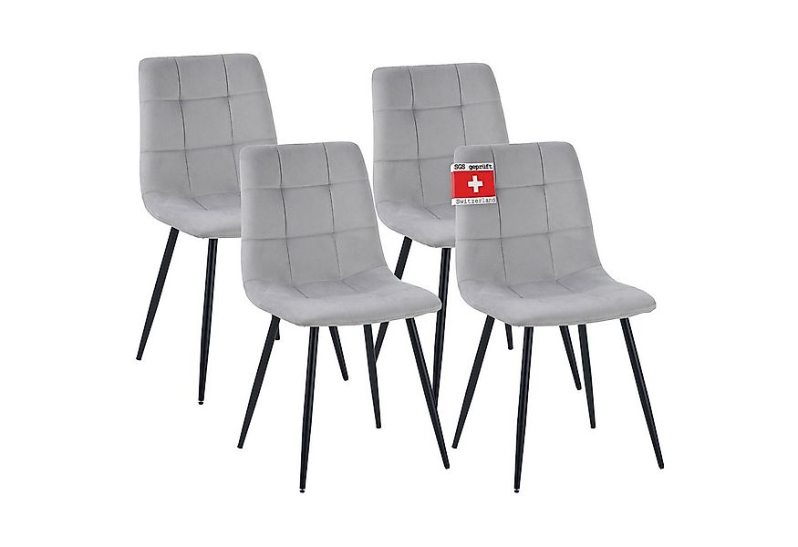 Albatros International Esszimmerstuhl Esszimmerstuhl BORA 4er Set Grau Samt günstig online kaufen