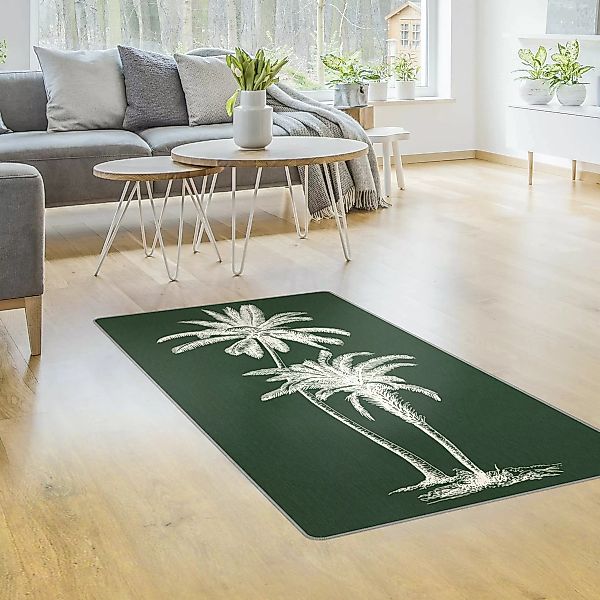 Teppich Illustration Palmen auf Grün günstig online kaufen