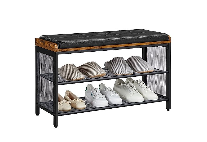 VASAGLE Schuhregal, Sitzbank mit Gitterablage, 80 x 30 x 48 cm günstig online kaufen