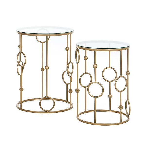 HOMCOM 2er-Set Couchtisch, Beistelltisch mit Glasplatte, Wohnzimmertisch mi günstig online kaufen