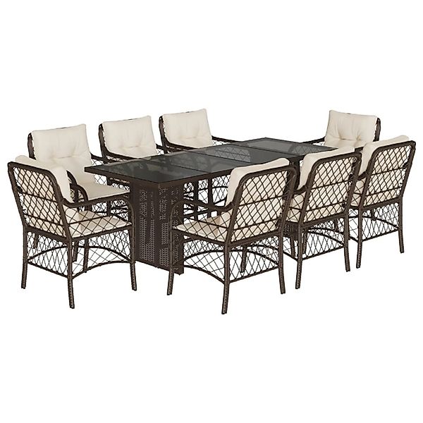 vidaXL 9-Tlg Garten-Essgruppe mit Kissen Braun Poly Rattan 3212059 günstig online kaufen