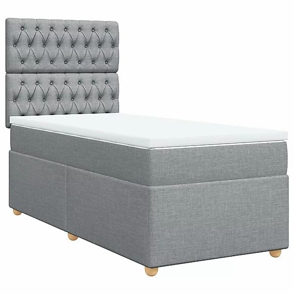 vidaXL Bettgestell Boxspringbett mit Matratze Hellgrau 90x200 cm Stoff Bett günstig online kaufen