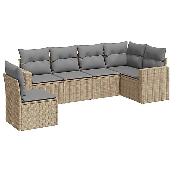 vidaXL 6-Tlg Garten-Sofagarnitur mit Kissen Beige Poly Rattan 3251366 günstig online kaufen