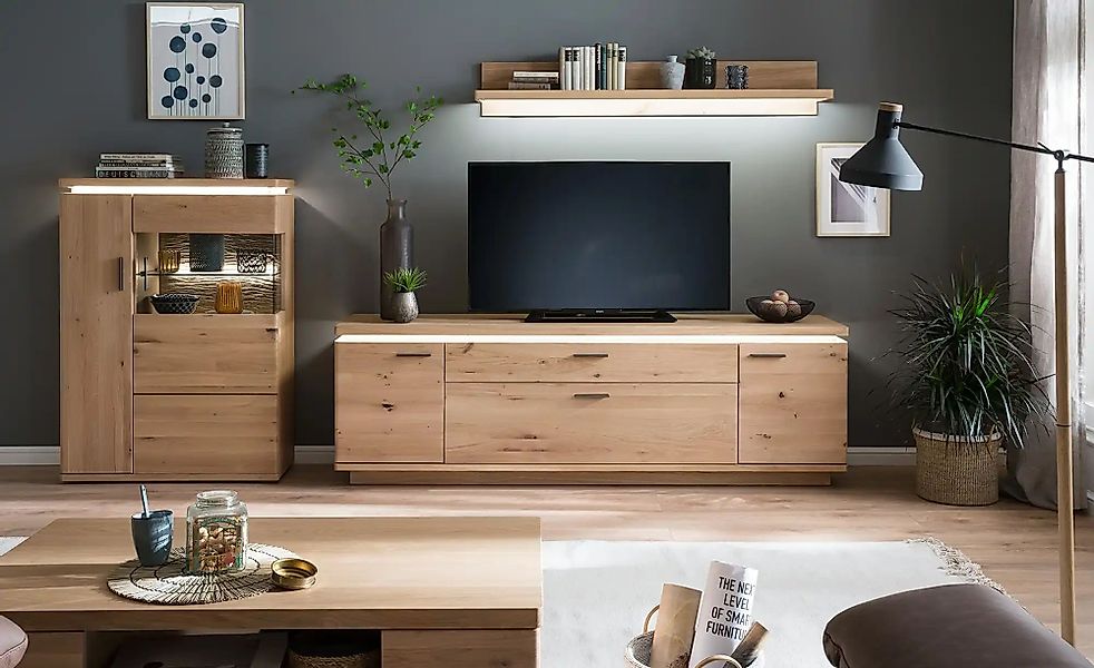 Woodford Wohnwand  Novara ¦ holzfarben ¦ Maße (cm): B: 300 H: 175 T: 50.0 K günstig online kaufen