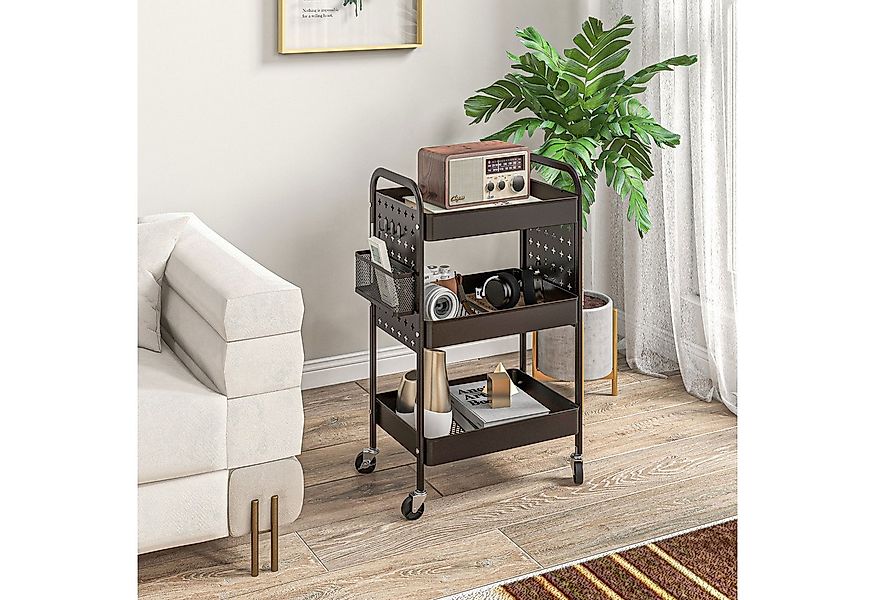 HOMCOM Servierwagen Rollwagen, Servierwagen mit 3 Etagen, 2 Hängekörbe, (Au günstig online kaufen