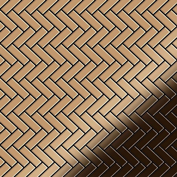 ALLOY Mosaik Fliese Massiv Metall Titan Gebürstet Kupfer 1,6mm Herringbone- günstig online kaufen