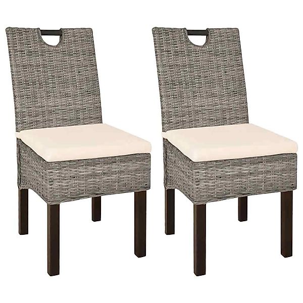 vidaXL Esszimmerstuhl 2 Stk Kubu-Rattan Mangoholz 243639 günstig online kaufen