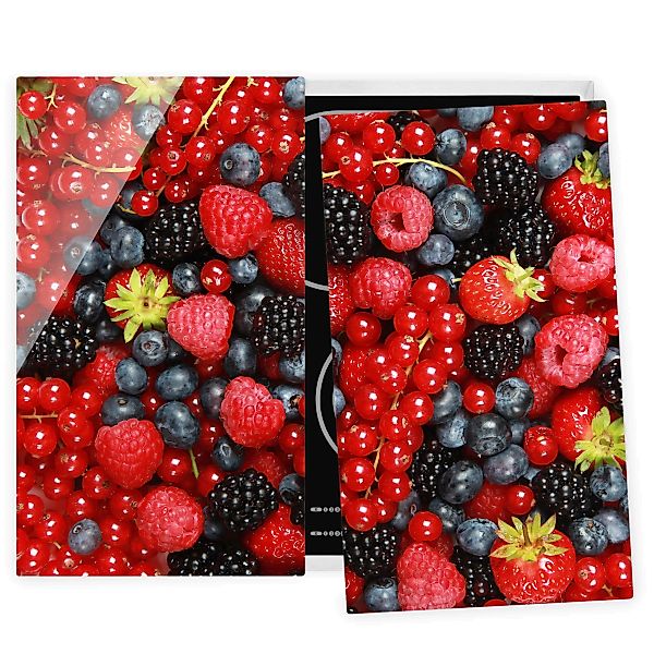 2-teilige Herdabdeckplatte Glas Kulinarisch Fruchtige Waldbeeren günstig online kaufen