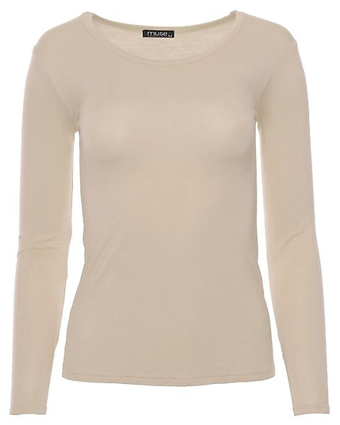 Muse Rundhalsshirt Basic Rundhals Langarmshirt Skinny günstig online kaufen