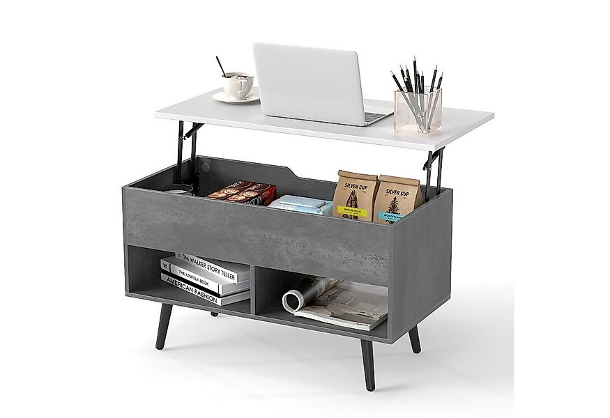 COSTWAY Couchtisch, höhenverstellbar mit Gasdruckmechanismus 80x40x46-60cm günstig online kaufen