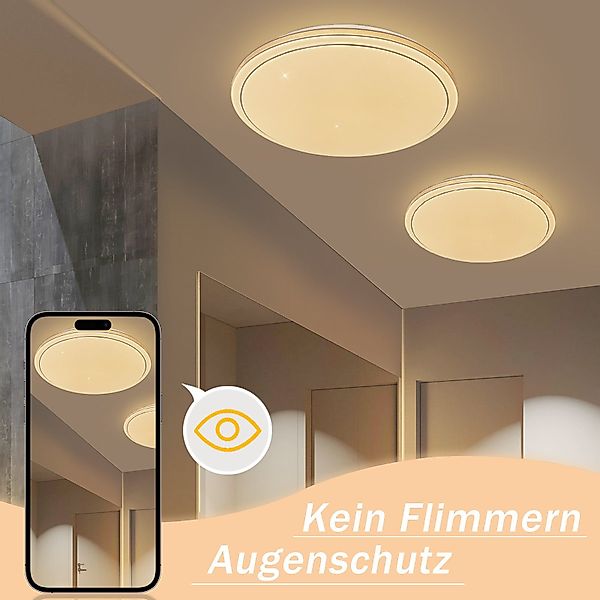 Nettlife LED Deckenleuchte Sternenhimmel 23W 27CM Rund mit Fernbedienung De günstig online kaufen