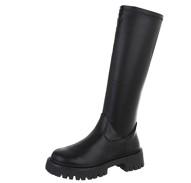 Ital-Design Kniehohe Damenstiefel mit bequemer Sohle für Alltag Plateaustie günstig online kaufen