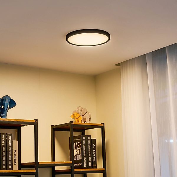 Lindby Smart LED-Deckenleuchte Pravin, Ø 30 cm, CCT, schwarz günstig online kaufen