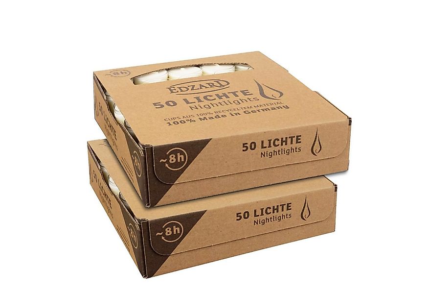 EDZARD Windlicht Teelichter 100 Stück, Weiß, transparente Hülle, Brenndauer günstig online kaufen