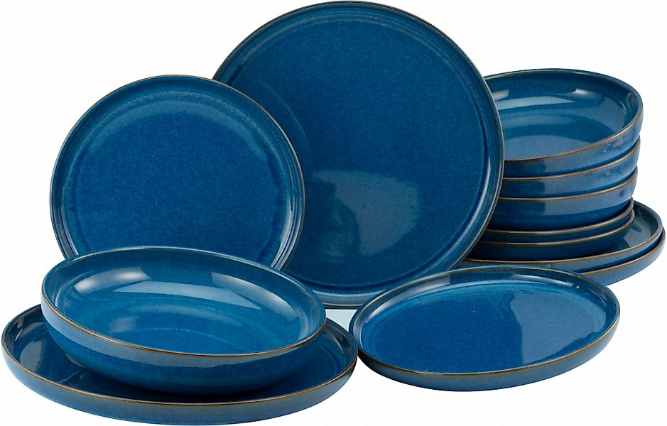 CreaTable Tafelservice "Geschirr-Set Atlantico" Service, mit Kobalt-Blau-Re günstig online kaufen
