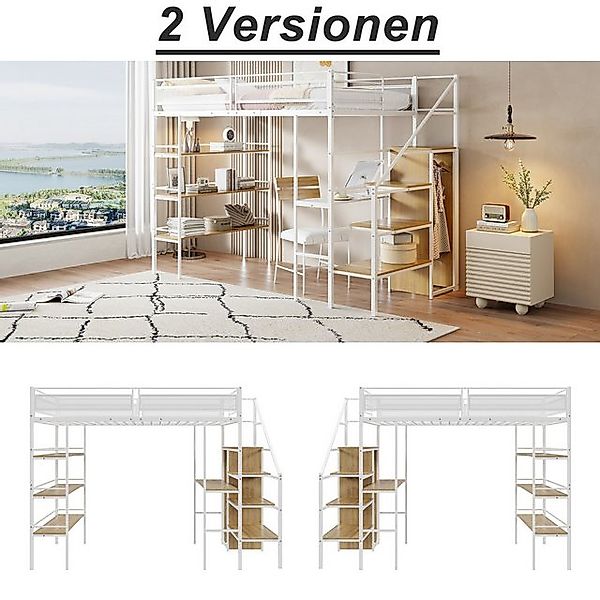 Odikalo Hochbett Jugendbett Stauraumbett mit Schreibtisch,Kleiderschrank, W günstig online kaufen