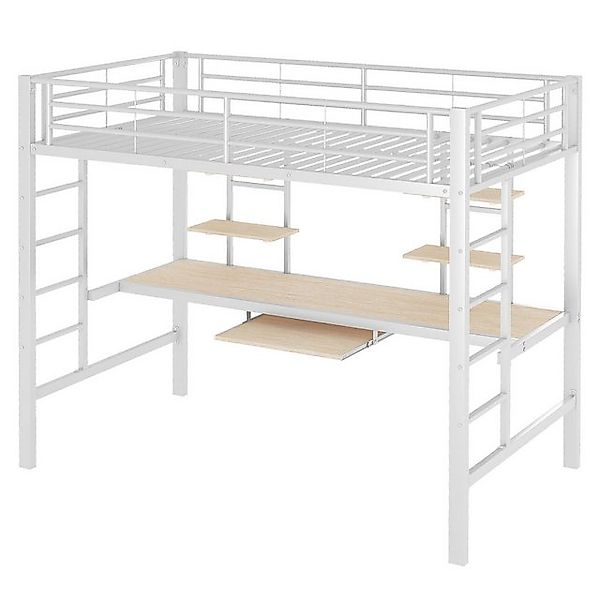 Gotagee Hochbett Metallbett Eisenbett mit Schreibtisch und Bücherregalen Ju günstig online kaufen