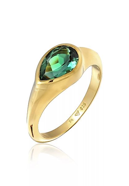 Elli Premium Fingerring "Quarz Grün Klassik 925 Silber vergoldet" günstig online kaufen