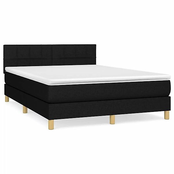 vidaXL Boxspringbett mit Matratze Schwarz 140x200 cm Stoff1399325 günstig online kaufen