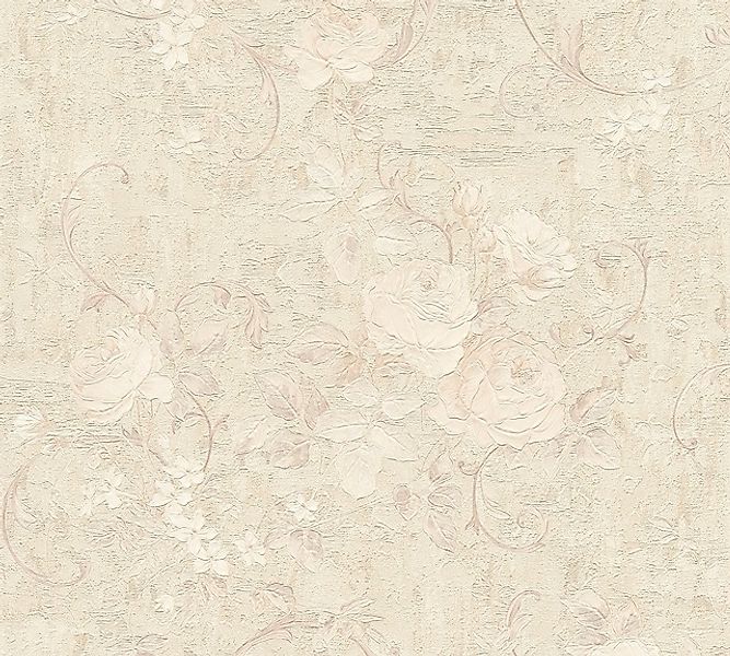 Bricoflor antik Tapete mit Blumen Landhaus Vliestapete Floral in Creme Gold günstig online kaufen