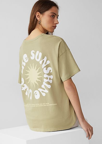 QS Kurzarmshirt Baumwollshirt mit Rückenprint Paspel günstig online kaufen