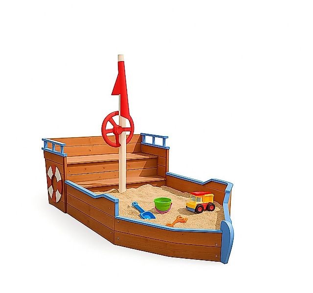 BruKa Sandkasten BUDDY Holzsandkasten Piratenschiff aus Holz Piratenboot Sc günstig online kaufen